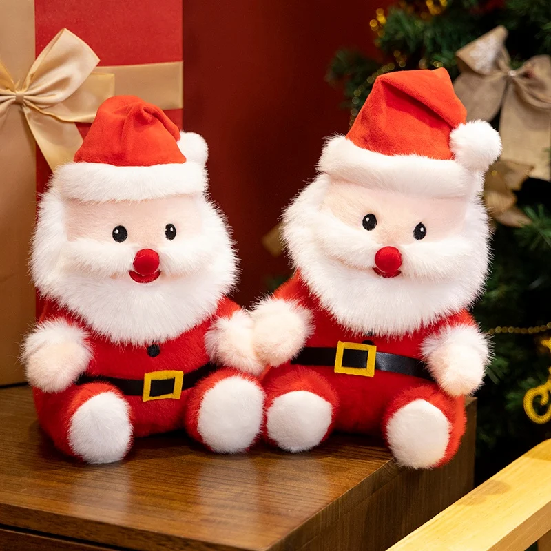 25CM Cute Small Santa Claus Plush Toys Simulation Cartoon Firm Santy Doll High Quality Toys For Home Decoration Xmas Gifts