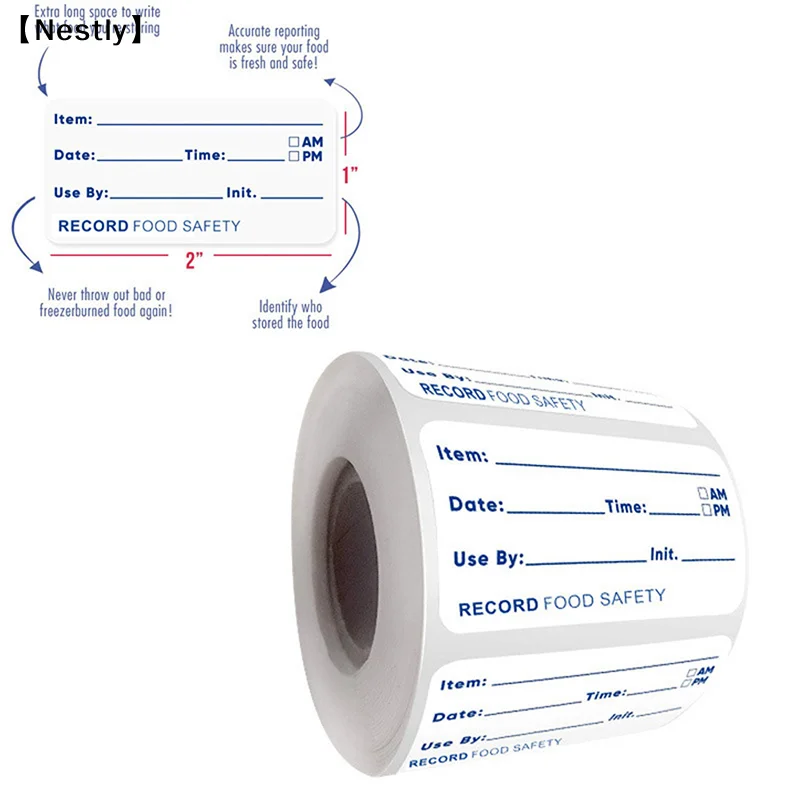 500/roll Kitchen Stickers Self-Adhesive Removable Refrigerator Freezer Food Storage Date Contents Label Kitchen Tools〔Nest〕