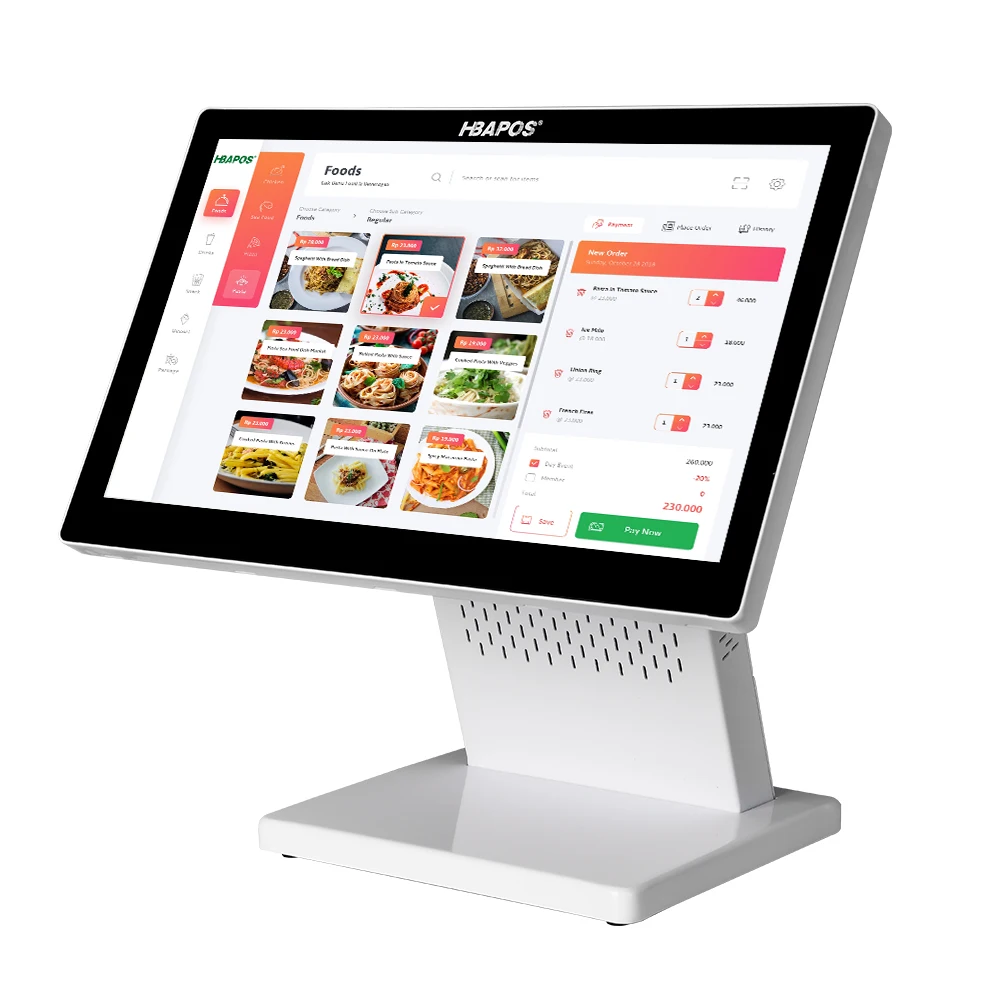 ATV&UTVMetal 15.6 Inch Single Screen Touch Screen Wins Pos System Desktop Cash Register Equipment, White Color