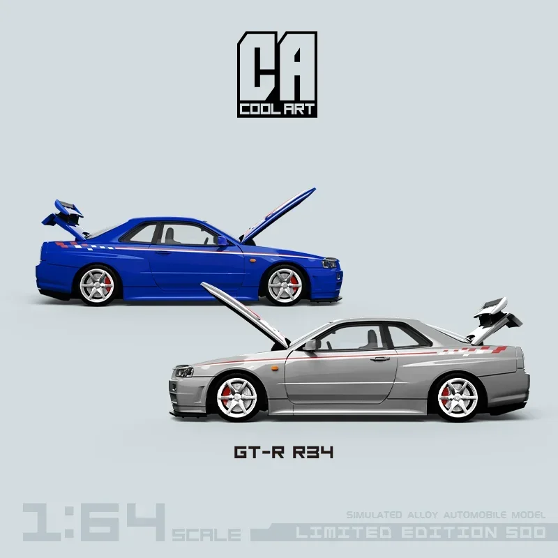 COOL ART 1:64 GT-R R34 silver / blue limited 500 Diecast Model Car