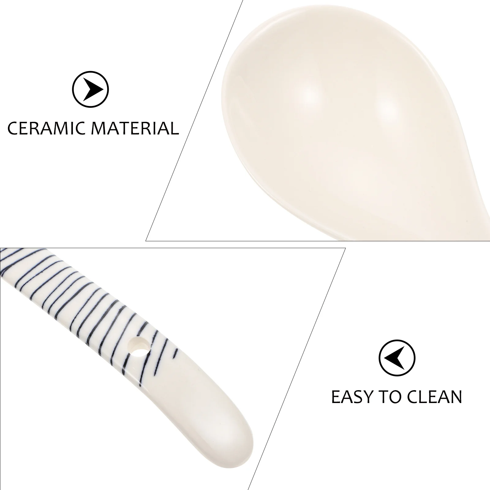 

2Pcs Ceramic Eating Spoons Safe Non Stick Surfaces Long Lasting Easy Clean Gift Idea for Friends Home Porridge Spoon