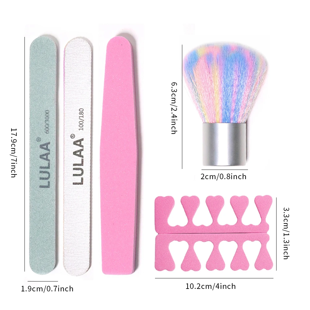 LULAA مجموعة تشذيب الأظافر المتنوعة للعناية بالأظافر مجموعة ترتر مانيكير مجموعة فرشاة فنية للأظافر مع مصباح مجفف الأظافر أدوات أظافر متعددة