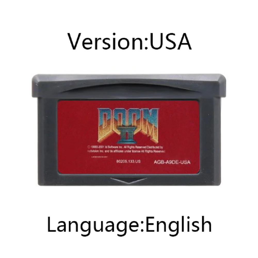 GBA Game Cartridge Doom Series Game DOOM Series Cartridge 32-Bit Video Game Console Card DOOM 1 DOOM 2