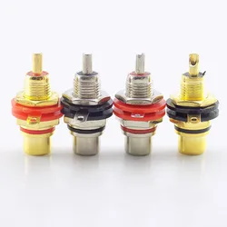 1pair (2pcs) Gold plated RCA Jack Connector Panel Mount Chassis Audio Socket Plug Bulkhead with NUT Solder CUP