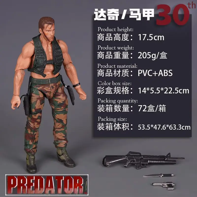 

Neca Predator Jungle Extraction Dutch Action Figure Schwarzenegger Pvc Abs Statue Model Desktop Decoration Collectible Gift