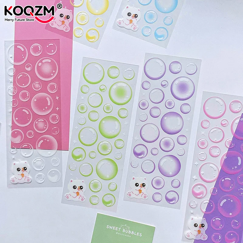 Stars Decal Stickers Scrapbooking Stationery Hearts Stickers PET Bubble Deco Sticker DIY Journal Planner Decoration Sticker