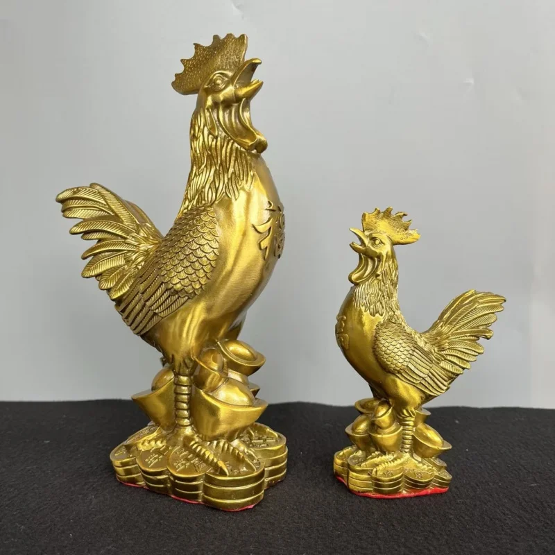 New golden ornament, fortune-bringing , large real , auspicious iron rooster, gold ingot, home living room