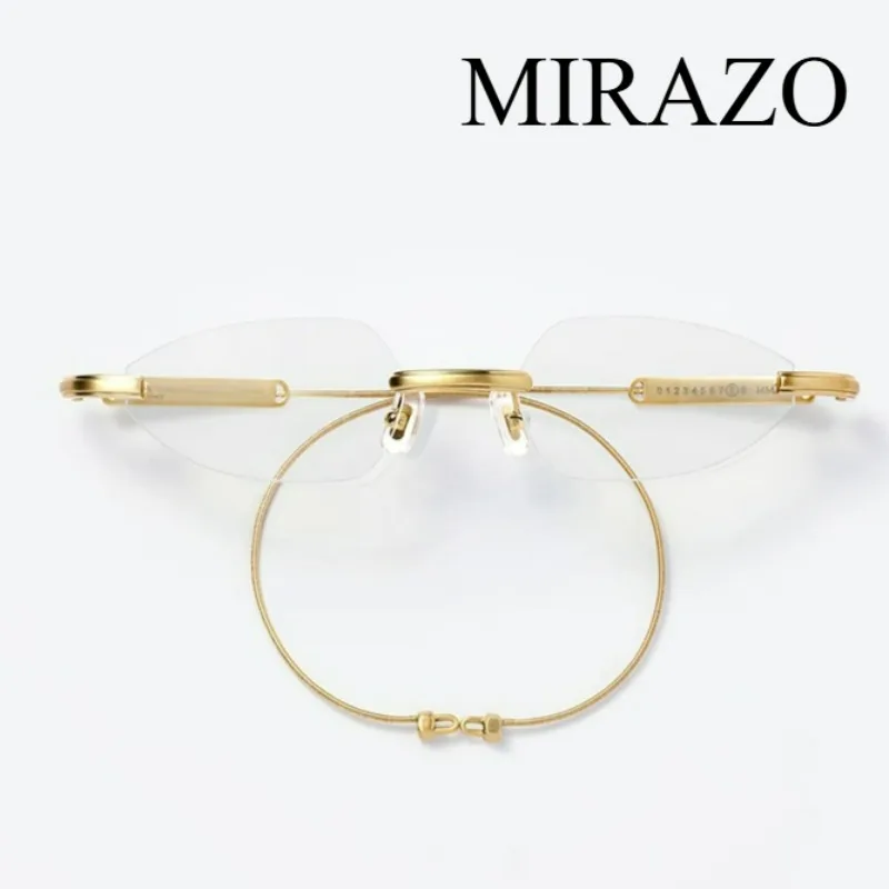 

korea pure Titanium Elliptical Eyewear Rimless GM Glasses Long mirror legs Trendy Prescription Nearsighted Spectacles‌ GM M&M219