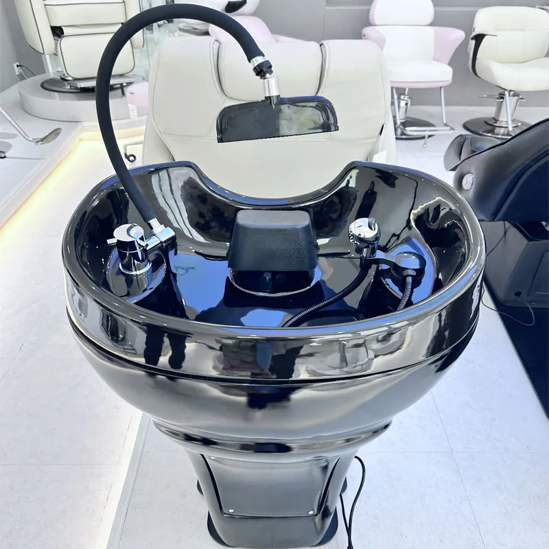 Accesorios directos de fábrica para cama de Spa con cabezal de agua para vaporizador de pelo, equipo de salón de belleza de Color de lavabo negro