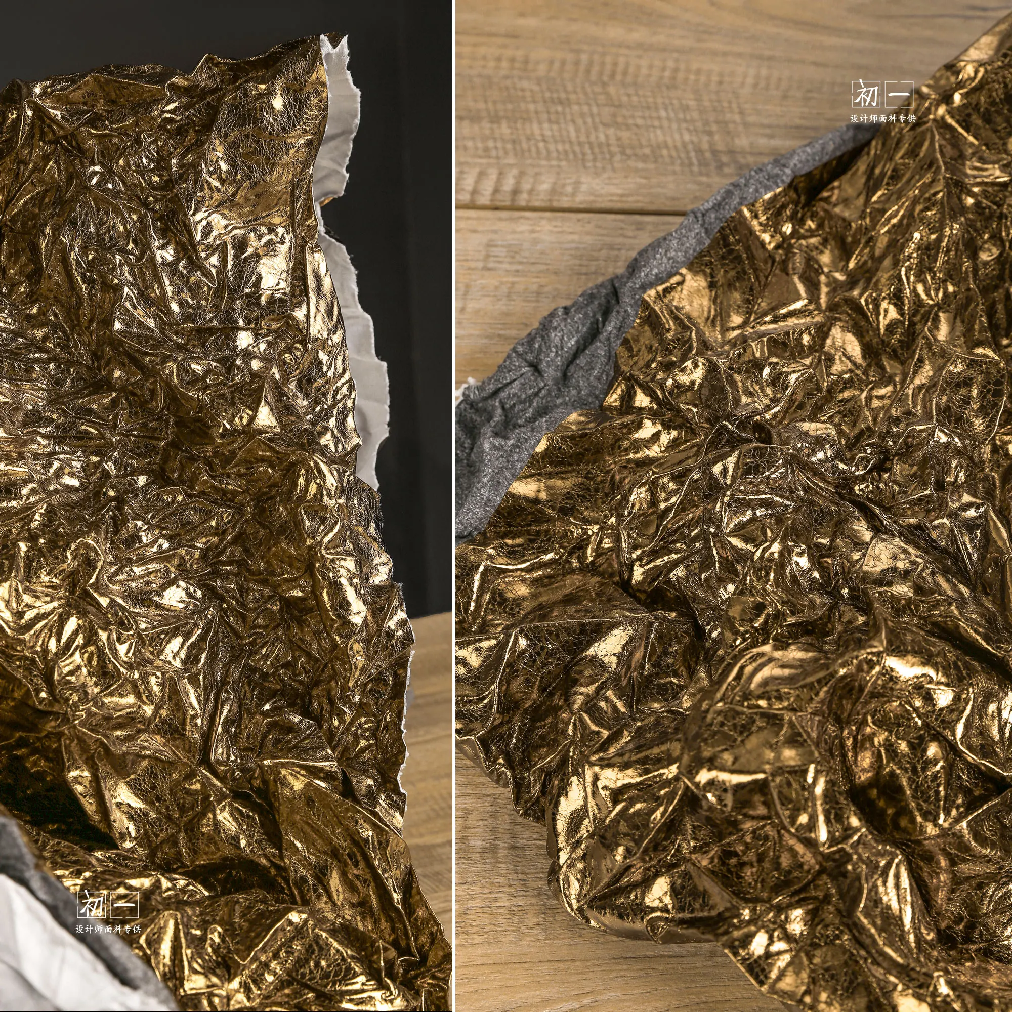 Pleated Metal Feeling Heavy Industry Crumpled Texture Fabric Bronze Retro DIY Handmade Clothing Designer Fabric