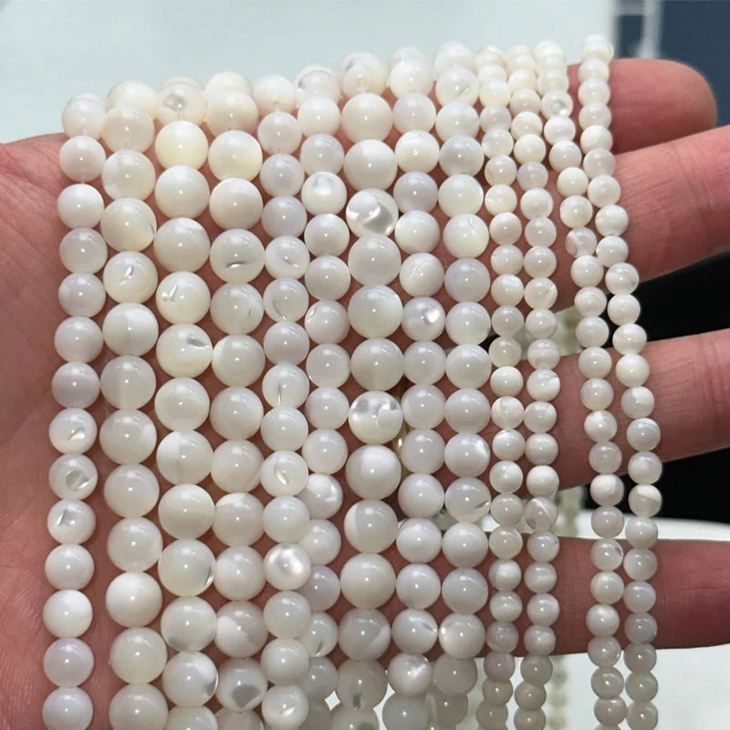 Natural Shell Stone Beads Round Loose Spacer Beads For Jewelry Making DIY Bracelet Necklace 15'' Size 4 6 8 10 12mm