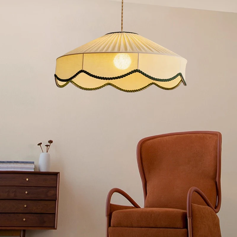 Japanese Retro Wabi Sabi E27 Fabric Chandeliers Living Dining Bedroom Room Bar Decoration Pendant Light Indoor Lighting Fixtures