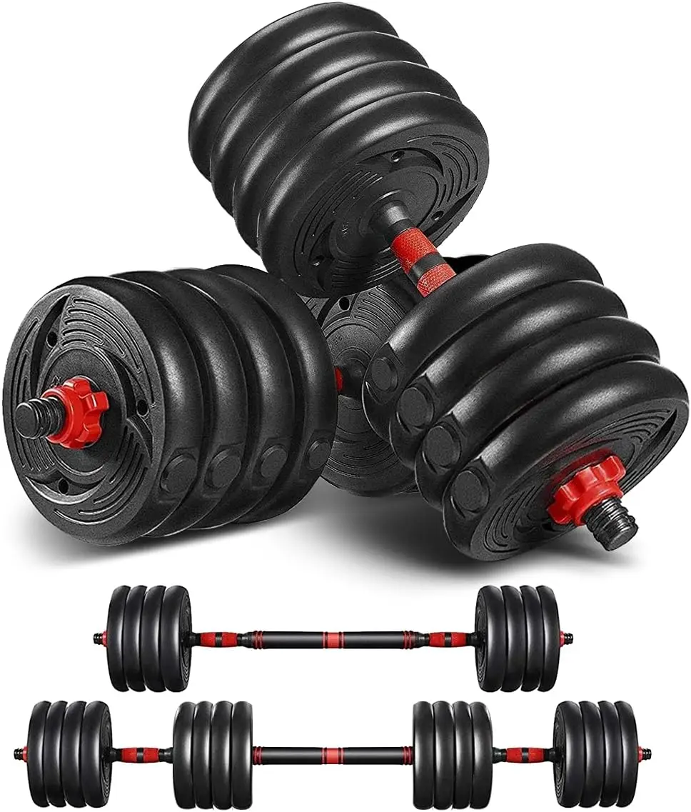 Dumbbells Set Weight to 88Lbs / 110Lbs, Free Weight with Connecting Rod Used As Barbell, Ab Roller for Home Gym