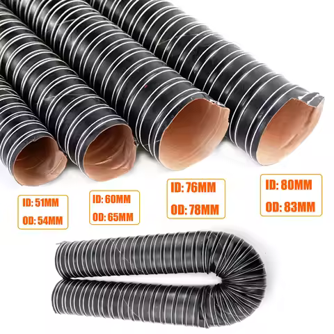 51mm 60mm 76mm 80mm ID Duct Pipe 100cm 200cm Tube Hose Engine Intake Braking High Temp Resistant For Car Camper Truck Caravan