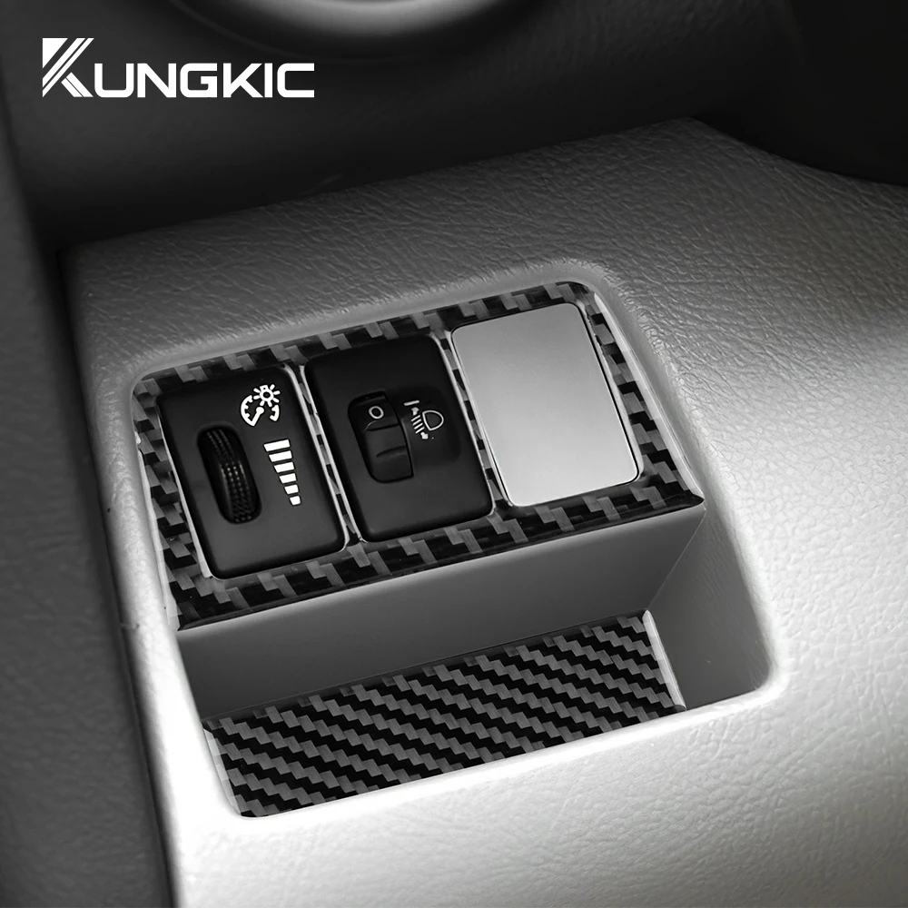Real Soft Carbon Fiber Sticker For Toyota RAV4 2006 2007 2008 2009 2010 2011 2012 LHD Car Headlight Switch Frame Interior Panel