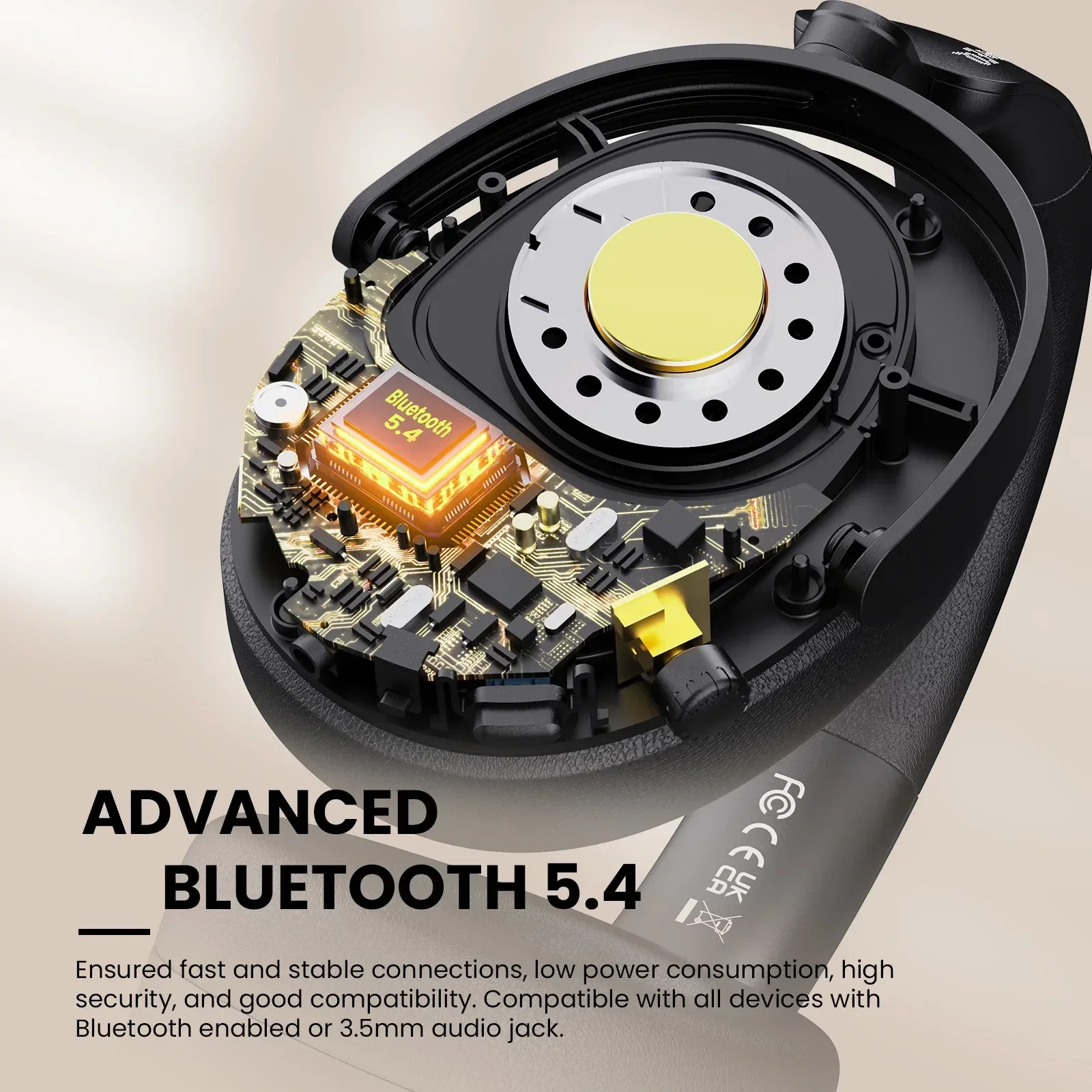 Oneodio SuperEQ A200 ANC سماعة لاسلكية تعمل بالبلوتوث 5.4 سماعات إلغاء الضوضاء النشطة فوق الأذن سماعة مع ميكروفون ENC تطبيق الصوت عالي الدقة