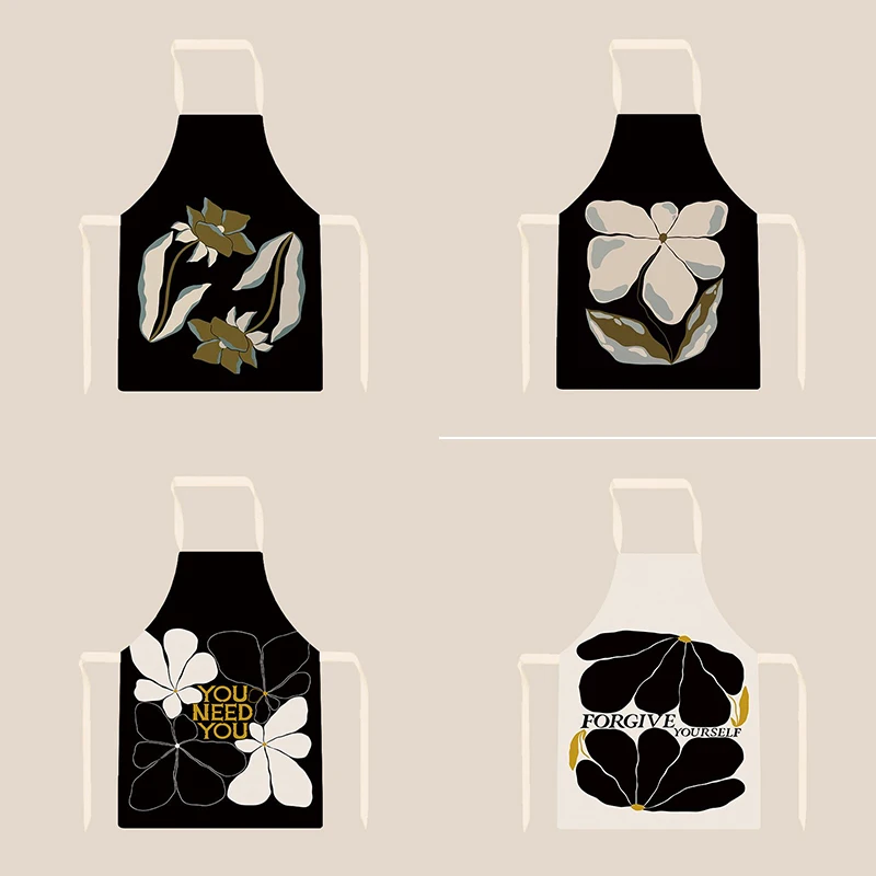 

Богемный красочный художественный фартук с геометрическим узором, маслостойкий льняной фартук для домашней кухни