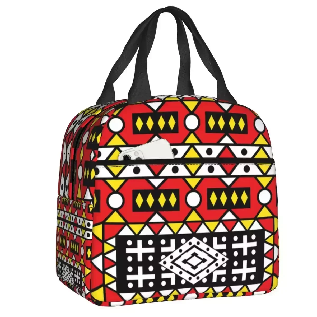 2023 New Custom Kizomba Samakaka Ankara Print Lunch Bag Women Warm Cooler Insulated Lunch Box For Kids School