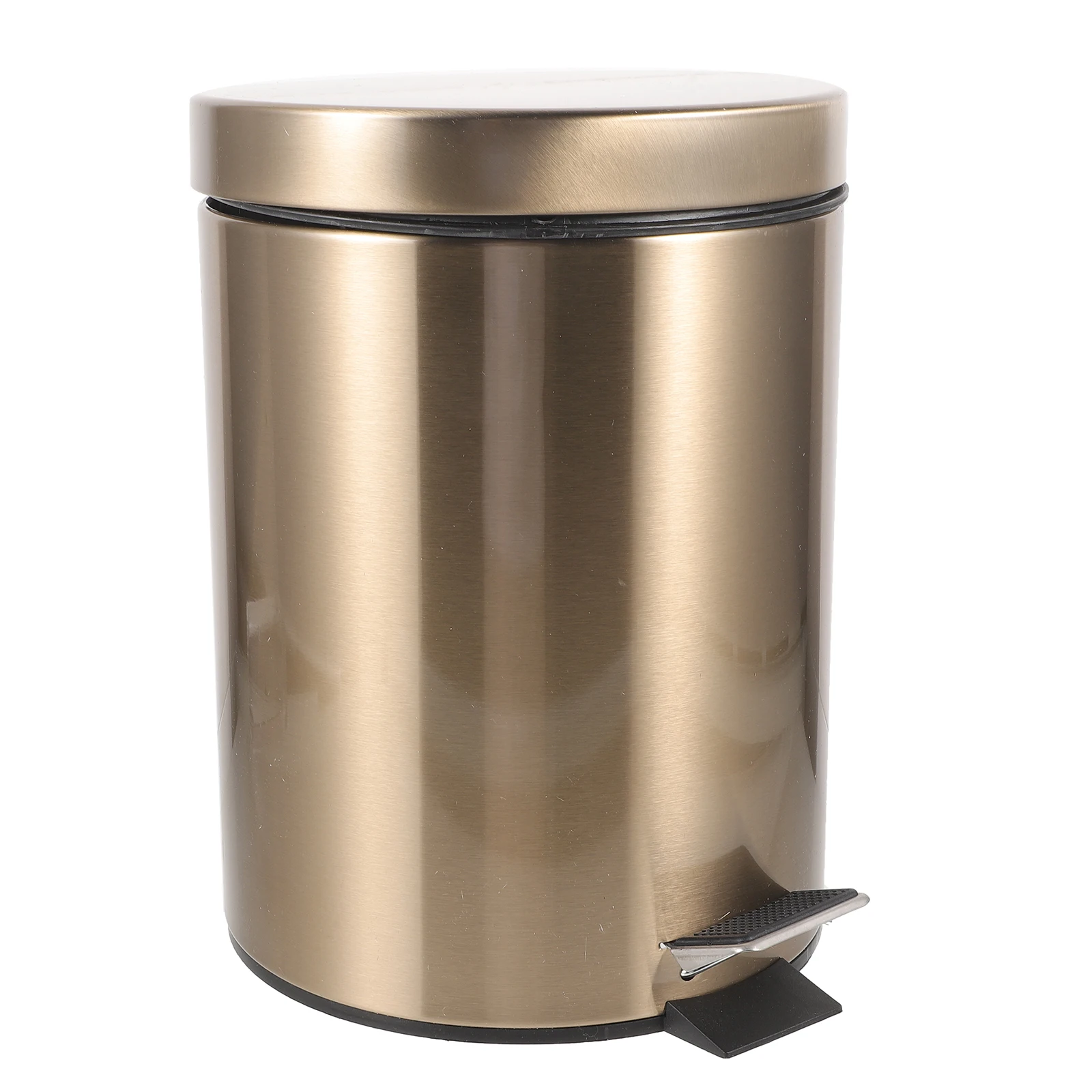 

Round Pedal Trash Can 5L Stainless Steel Kitchen Bathroom Office Garbage Can Lidded Dust Bin Step Waste Basket