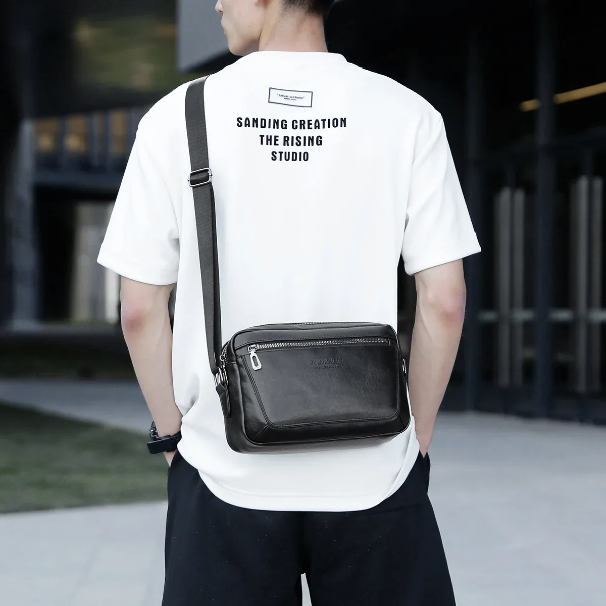 Brand Casual Solid Men Crossbody bags Messenger Bag PU Leather Handbags Shoulder Bags Male Business Messenger Diagonal Chest bag