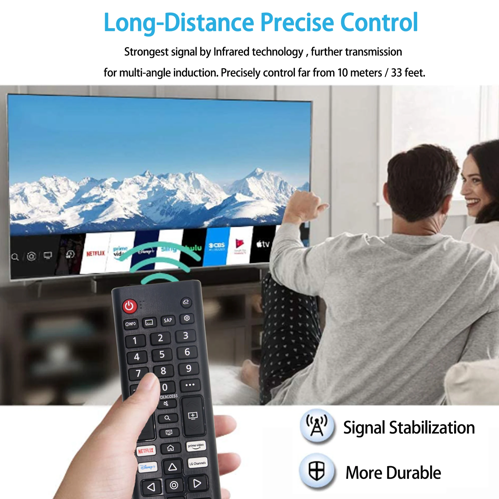 Universal Remote Control AKB76037601 for All Models LG TV LED HD 4K Smart UHD HDTV with Prime-Video Disny Netflx Channel Buttons