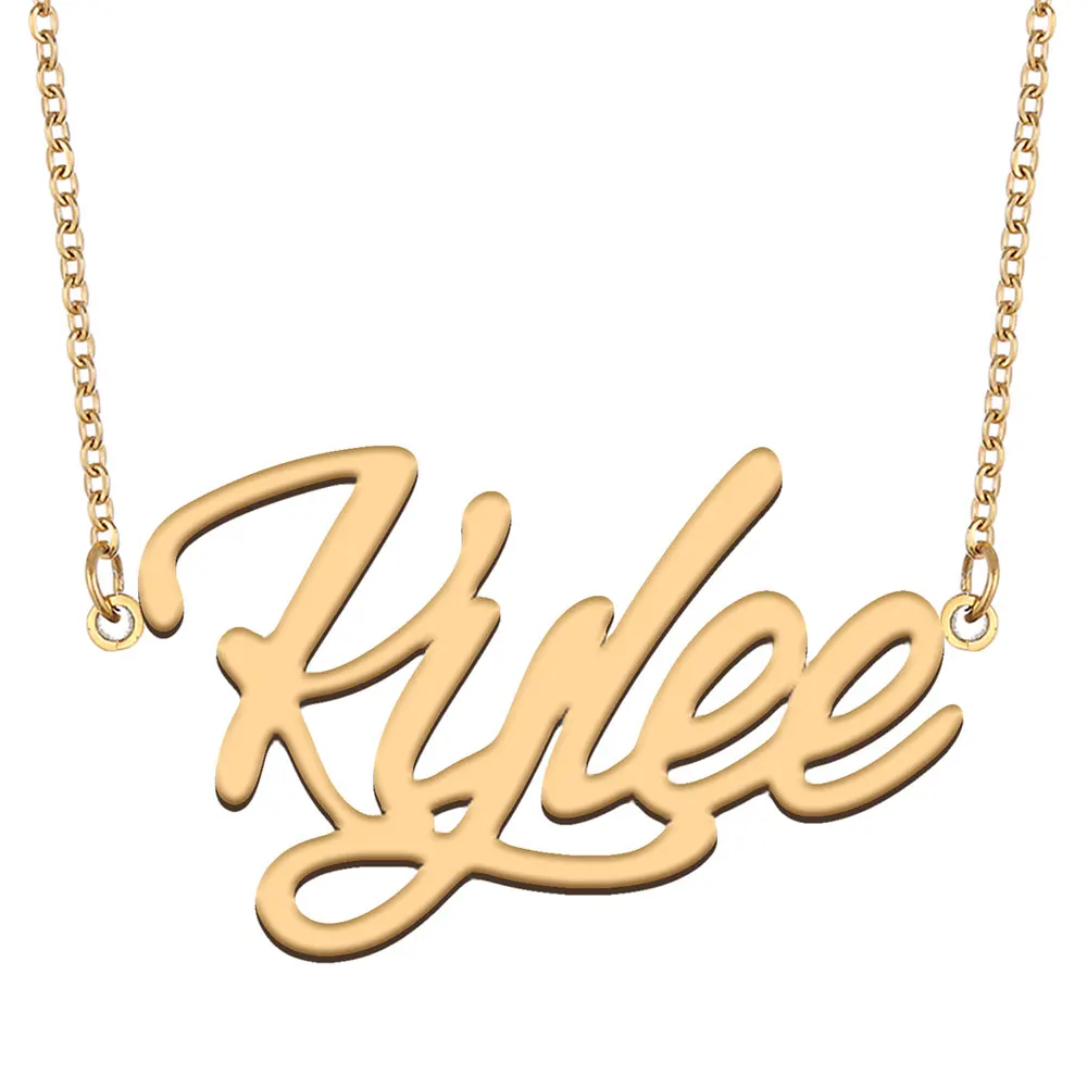 

Kylee Name Necklace for Women Stainless Steel Jewelry Gold Color Nameplate Pendant Collares Para Mujer Letters Choker