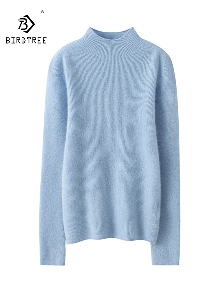 

BirdTree, 100%Pure Cashmere Elegant Sweaters, Women Mock Neck Long Sleeve, Slim Versatile Pullover, 2024 Fall Winter T48268QC