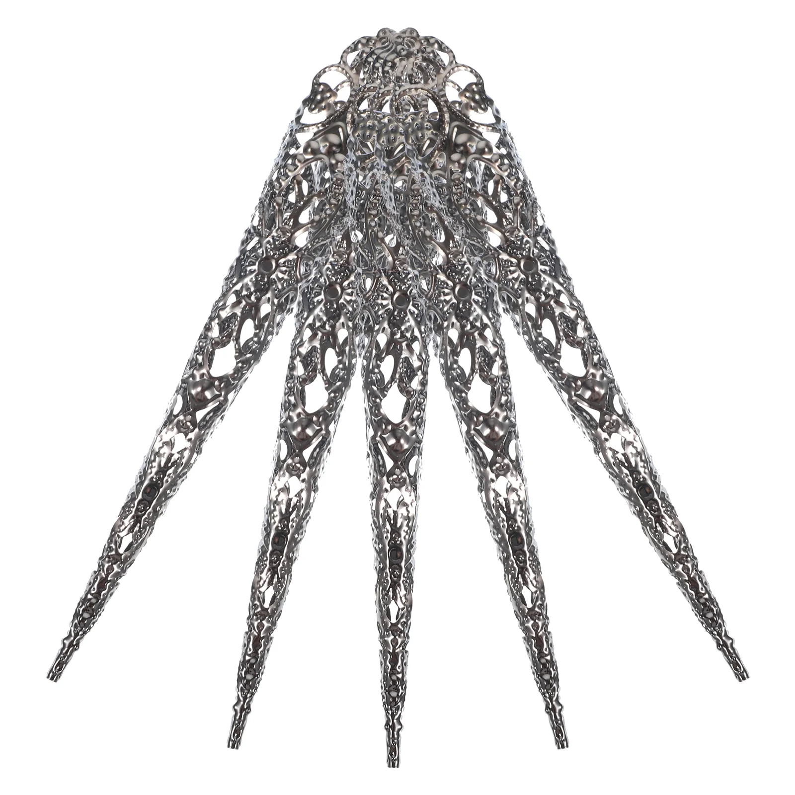 

5 Pcs Black 12cm Finger Claws Rings Hollow Design Lengthen Nail Tips Cosplay Accessory for Halloween Costume Shows Festivals
