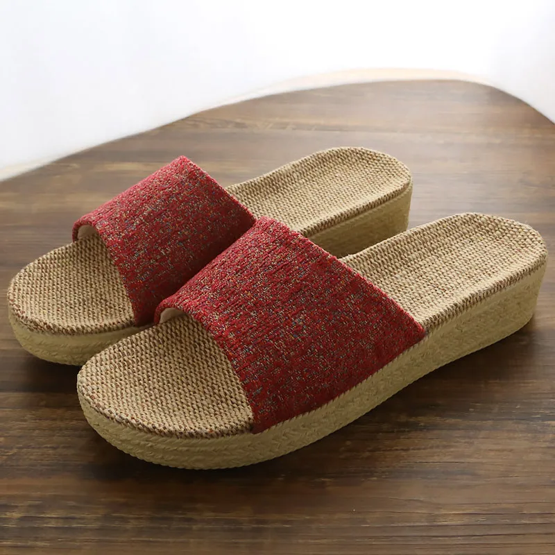 Linen Slippers Female Summer Home Knitting Fashion Breathable Light Lovers Cotton and Hemp Slippers Man Slippers Women