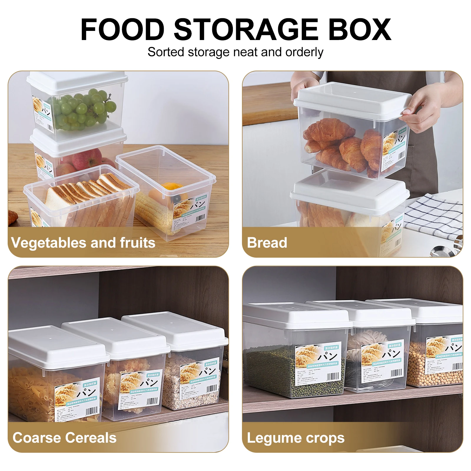 

1pc pcs Bread Storage Sealed Fruit Vegetable Box Stackable Leakproof Container With Lid Semi-Transparent Design For Refrigerator