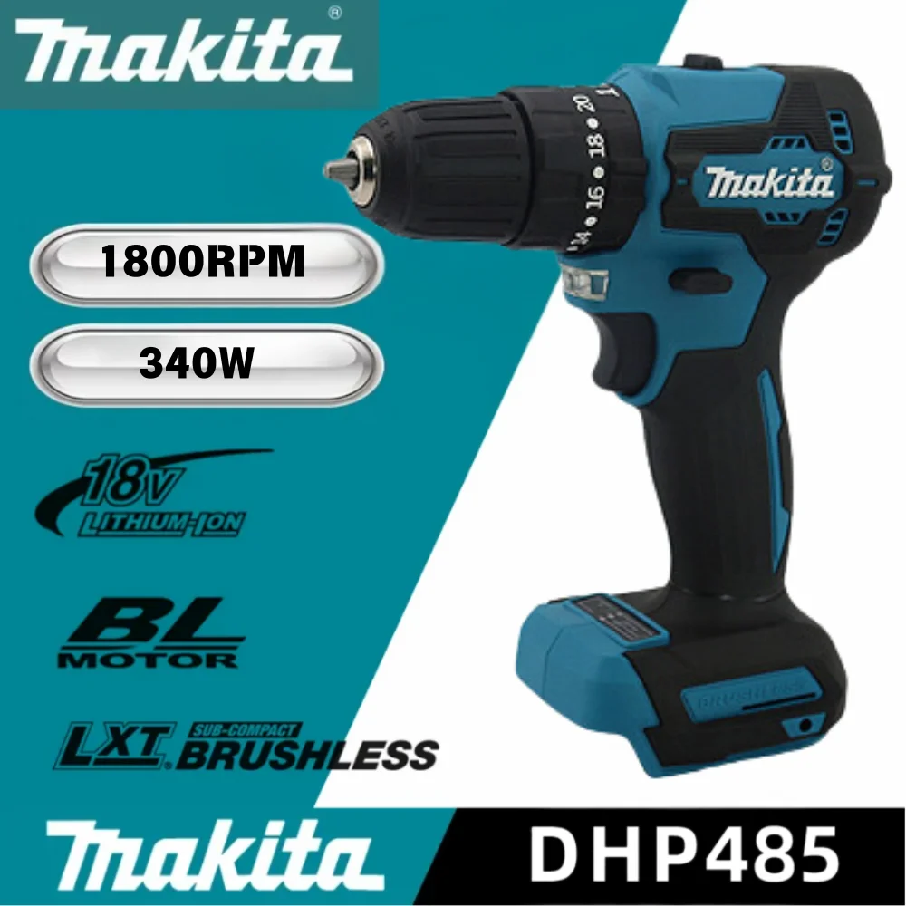 

Makita DHP485 LXT Compact Cordless Hammer Driver Drill Variable Speed Power Tool 18V Rechargeable Brushless Electric Power Drill