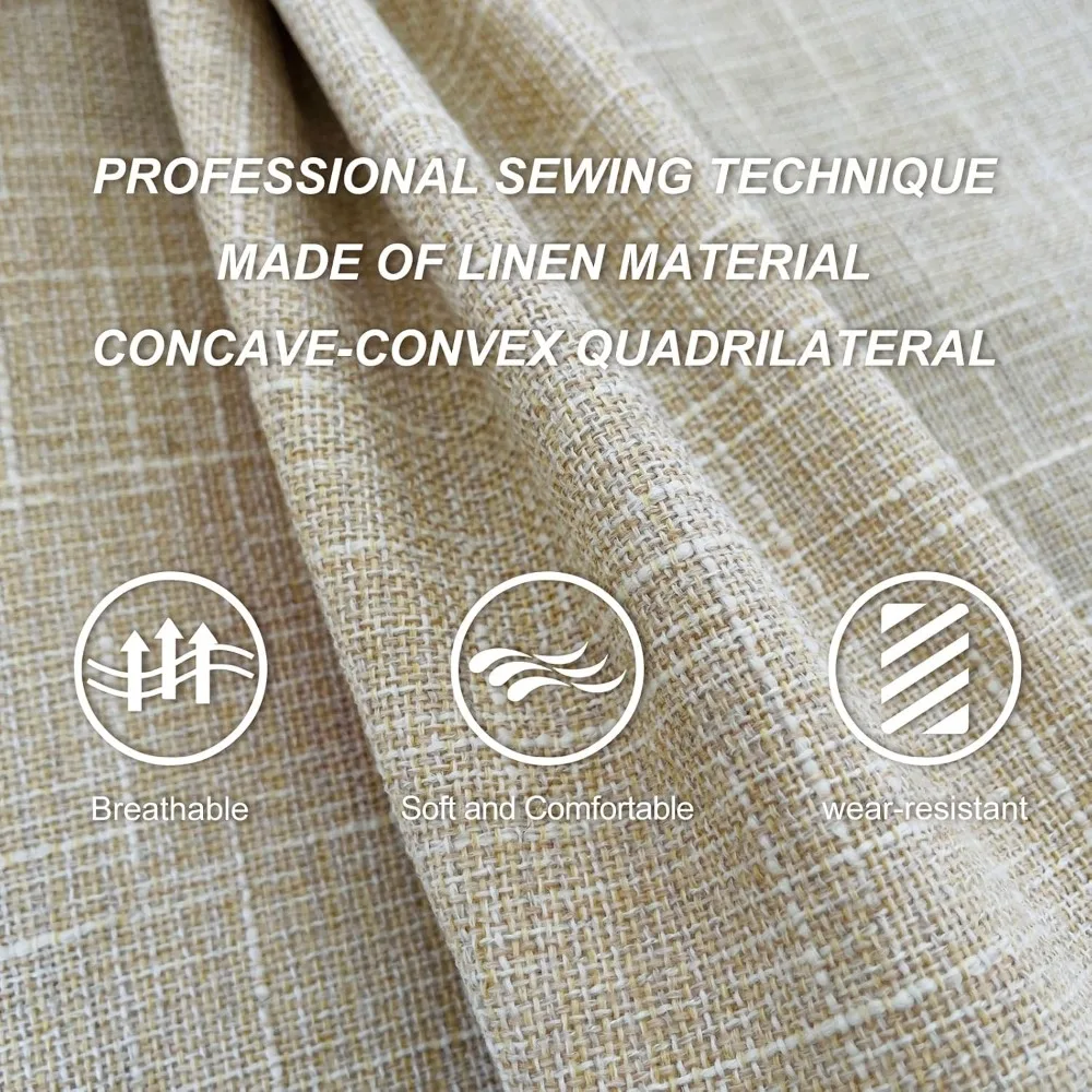 Oddychające lniane pokrowce na siedzenia samochodowe, uniwersalne pasujące do samochodów osobowych, SUV-ów, ciężarówek, vana, 2 sztuki, beżowe