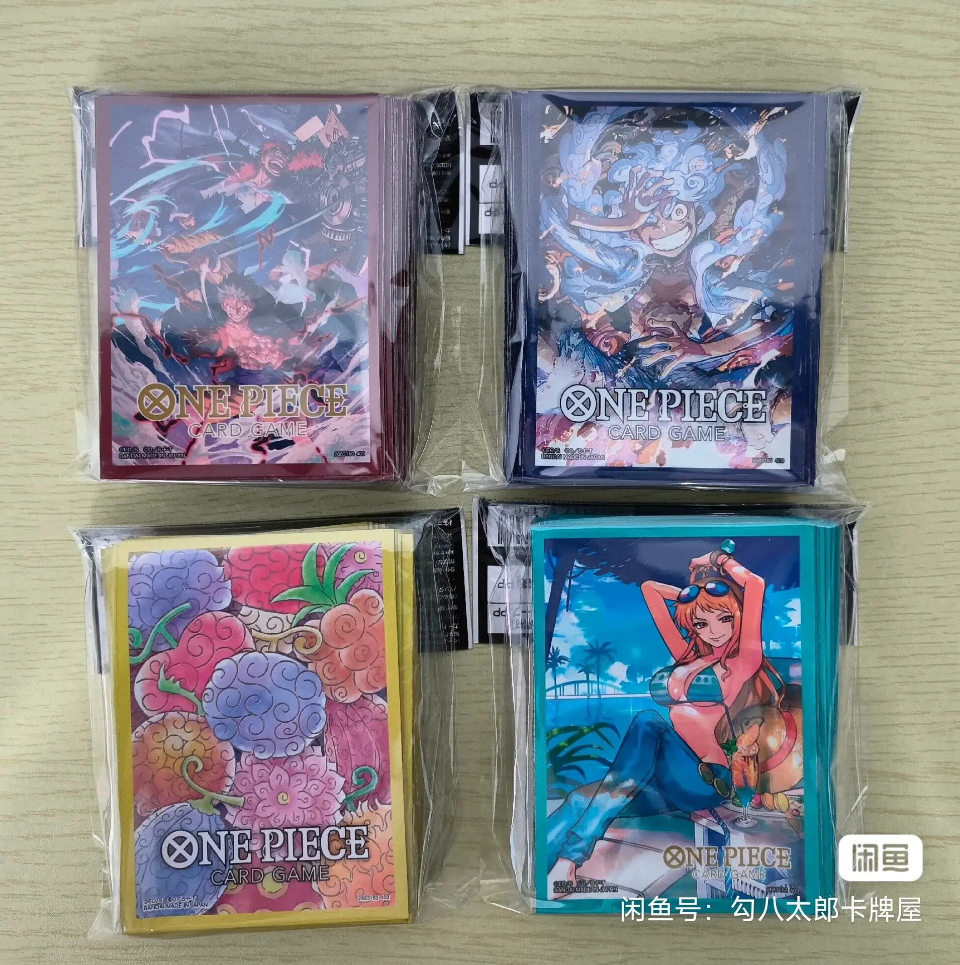 Bandai Genuine Anime One Piece Card Sleeves Three Captain Kid Law Perona Nami Luffy Figures PTCG Trading Cards Protector Case