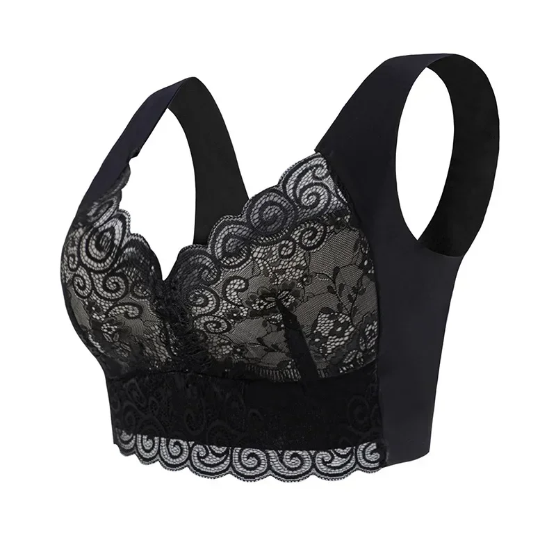 1 pz moda seta del ghiaccio senza soluzione di continuità reggiseno di pizzo sexy supporto superiore biancheria intima senza anello in acciaio confortevole reggiseno per dormire di grandi dimensioni gilet bralette