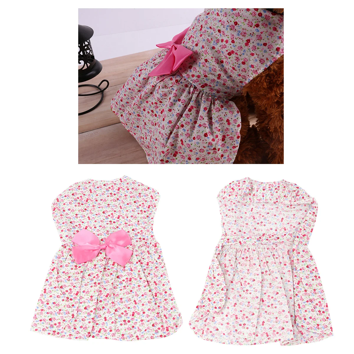 

Pet Dog Princess Dress Pink Size S Tutu Skirt Bowknot Floral Dress for Walking Jogging Lovely Charming Clothes