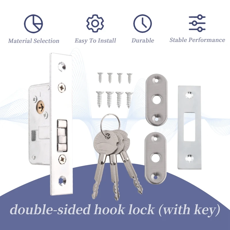قفل FFYY-غير مرئي/باب، قفل بخطاف للباب المنزلق، جسم قفل معدني، باب زجاجي بإطار، قوي ومتين، أجهزة الباب
