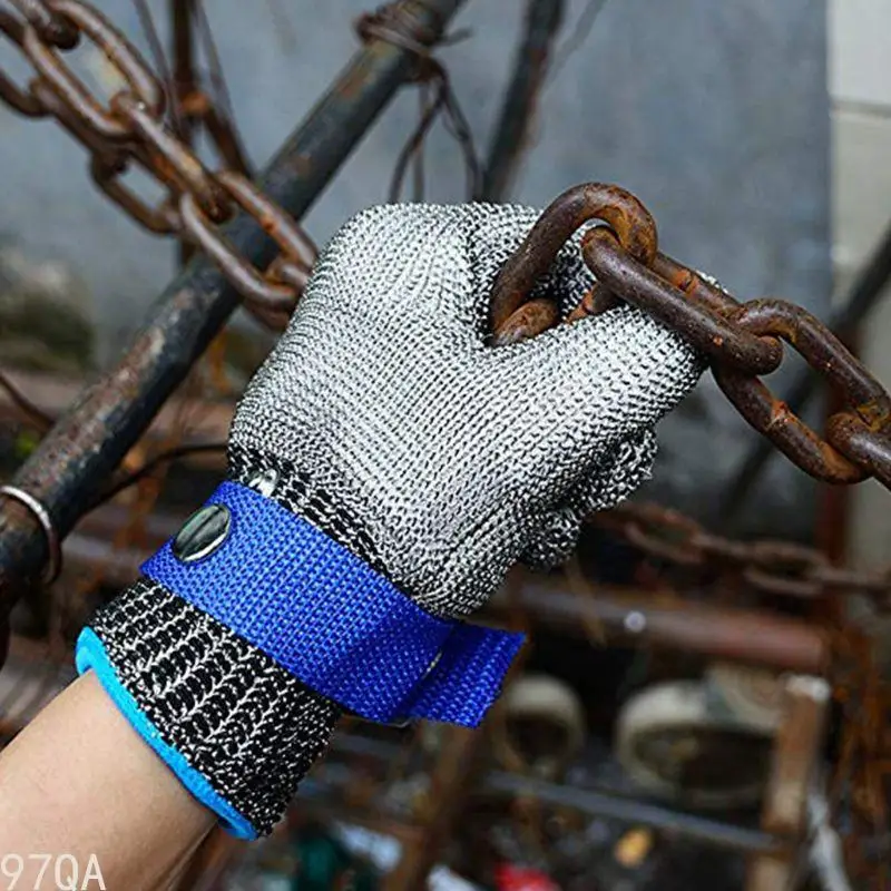 97QA Cut Resistant Stainless Steel Working Gloves Metal Mesh Anti Cutting Butcher Kitchen Outdoor Fishing for Protection Mitt