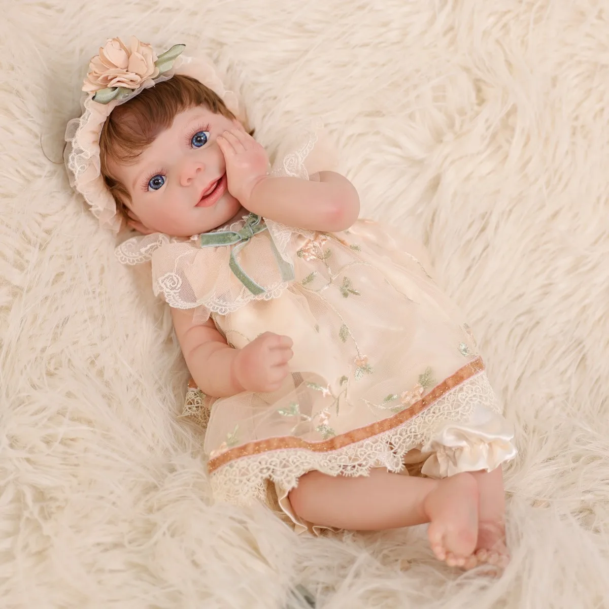 

Cloveray 20 inch Realistic Full Body Vinyl Reborn Baby Doll Super Cute Vinyl Doll High-quality Handmade Doll Kid Xmas Gift