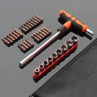 Screwdriver Set with T-shape Cross and Straight Slot Hexagon and Plum-shaped Heads plus Socket Set for DIY Lovers
