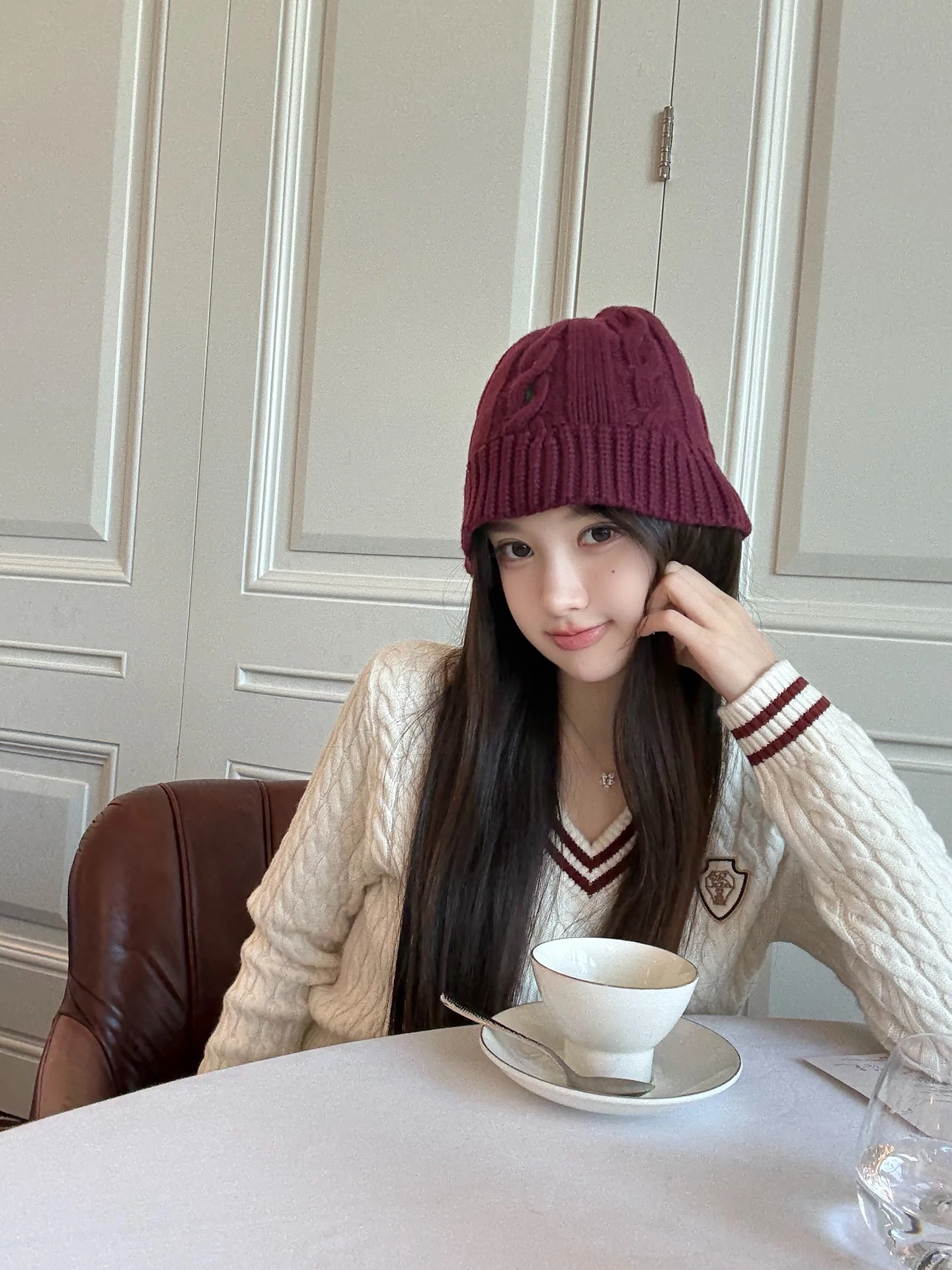 

Good Morning Fan Fan Brussels Autumn 50 Wool Blend Ne Knitted Sweater V Ne Women's Sle Commute Loose Fit Long Sve