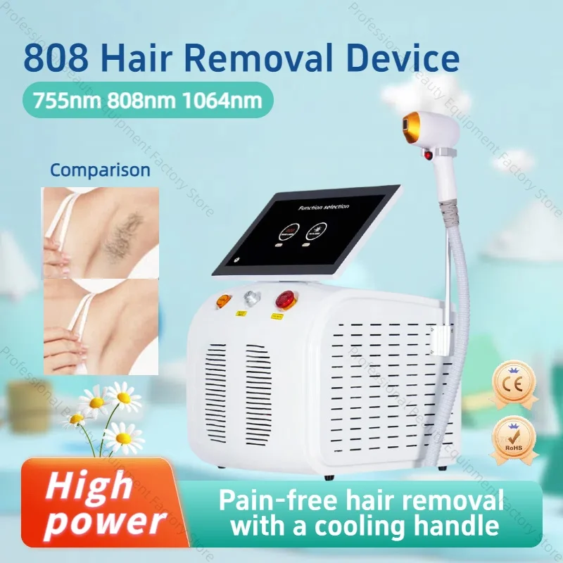 

Laser Hair Removal Portable 3 Wavelength 755 1064 808 Diode Laser Hair Removal Machine for Face Body Legs Skin Hair Removal