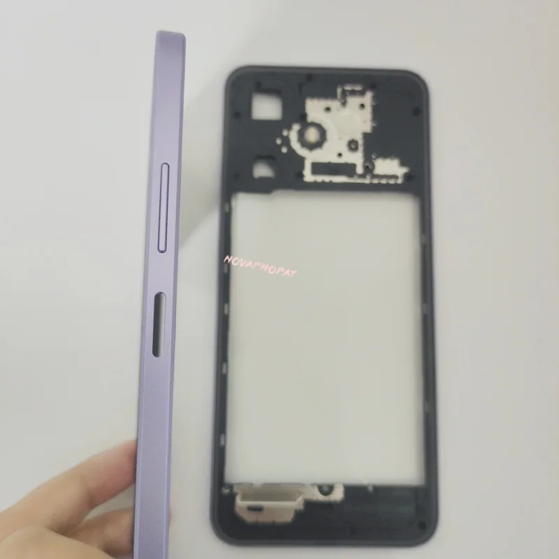 Novaphopat For Infinix Hot 30 Play X6835 Middle Frame Housing Case Middle Bezel Plate With Side Volume Key Button