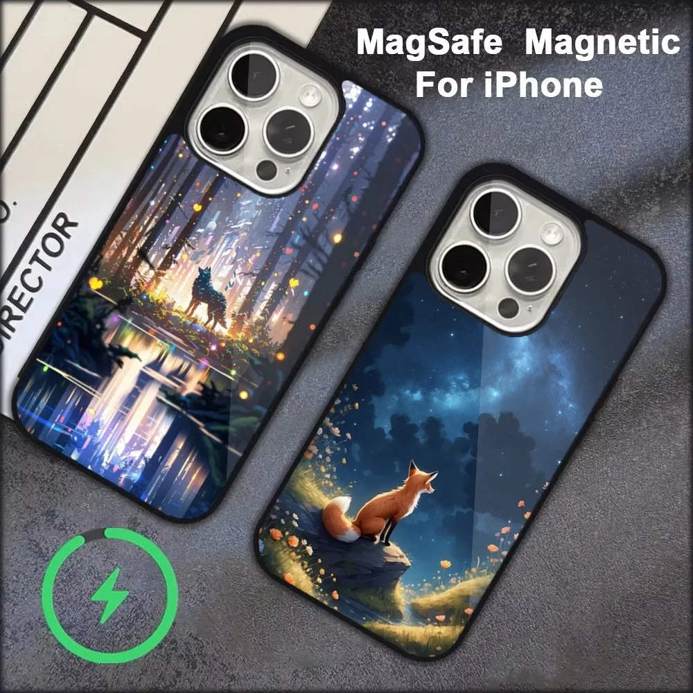 Animal Cute Fox  Phone Case  For iPhone 16,15,14,13,12,11,Pro,Max,Plus,Mini, Magsafe,Magnetic Wireless Charging Case