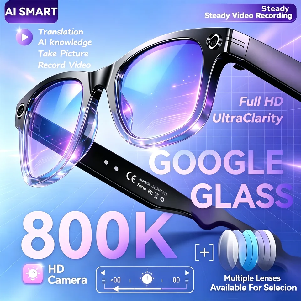 New 800W Camera AI Glasses Men Color-Changing Smart Translation Glasses Photo Video Recording IP65 Waterproof Call AI Smart