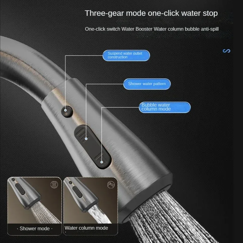 Pull kitchen faucet cold and hot  dual purpose splash proof faucet fast heating household wash  faucet