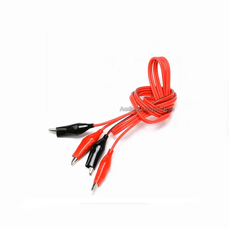 1pcs Banana plug to crocodile clip adapter Test line Power supply test cable 2-pin plug 2-socket clamp Total length: 1 meter