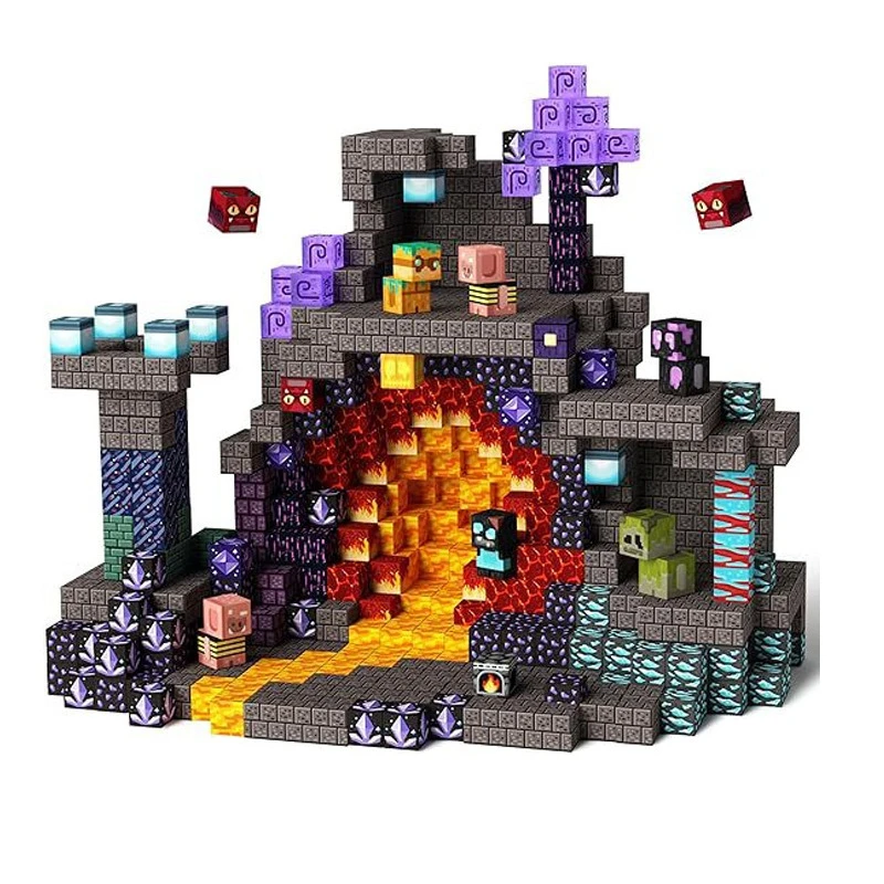 Magnetic Building Blocks Mine World Magnetic Cave World Brick Cube Toys Set STEM Sensory Best Gift for Boy Girl Children