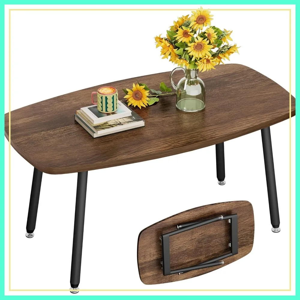 

Folding Coffee Table for Small Spaces, No Assembly Portable Living Room Table, Walnut 39.3x19.6x17.7 Inch