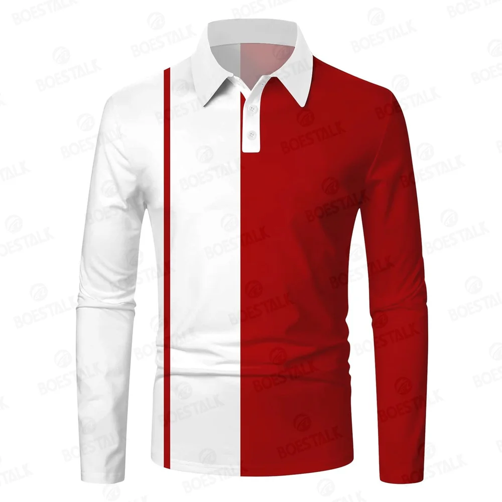 Men's long-sleeved golf Polo shirt breathable shirt autumn and winter new wrinkle-resistant striped fashion long-sleeved shirt.