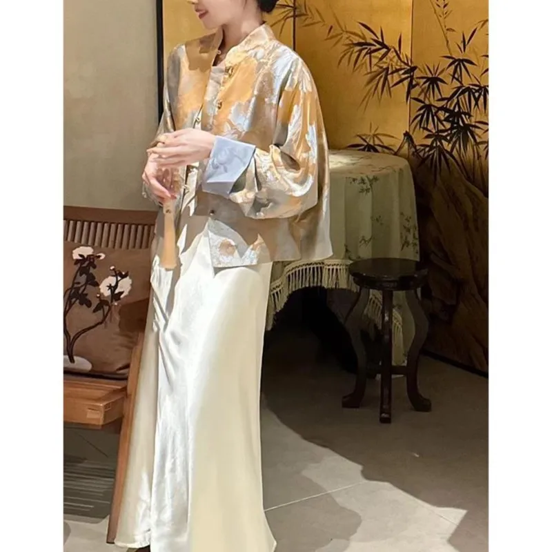 New Chinese Style Song Dynasty Brocade Coat Women's Early Small Short Jacquard Top